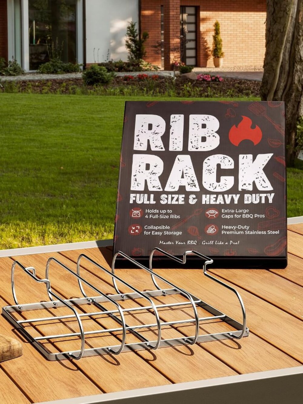 Shizzo Rib Rack for Smoking & Grilling, Smoking holds Up to 4 Full Racks of Ribs